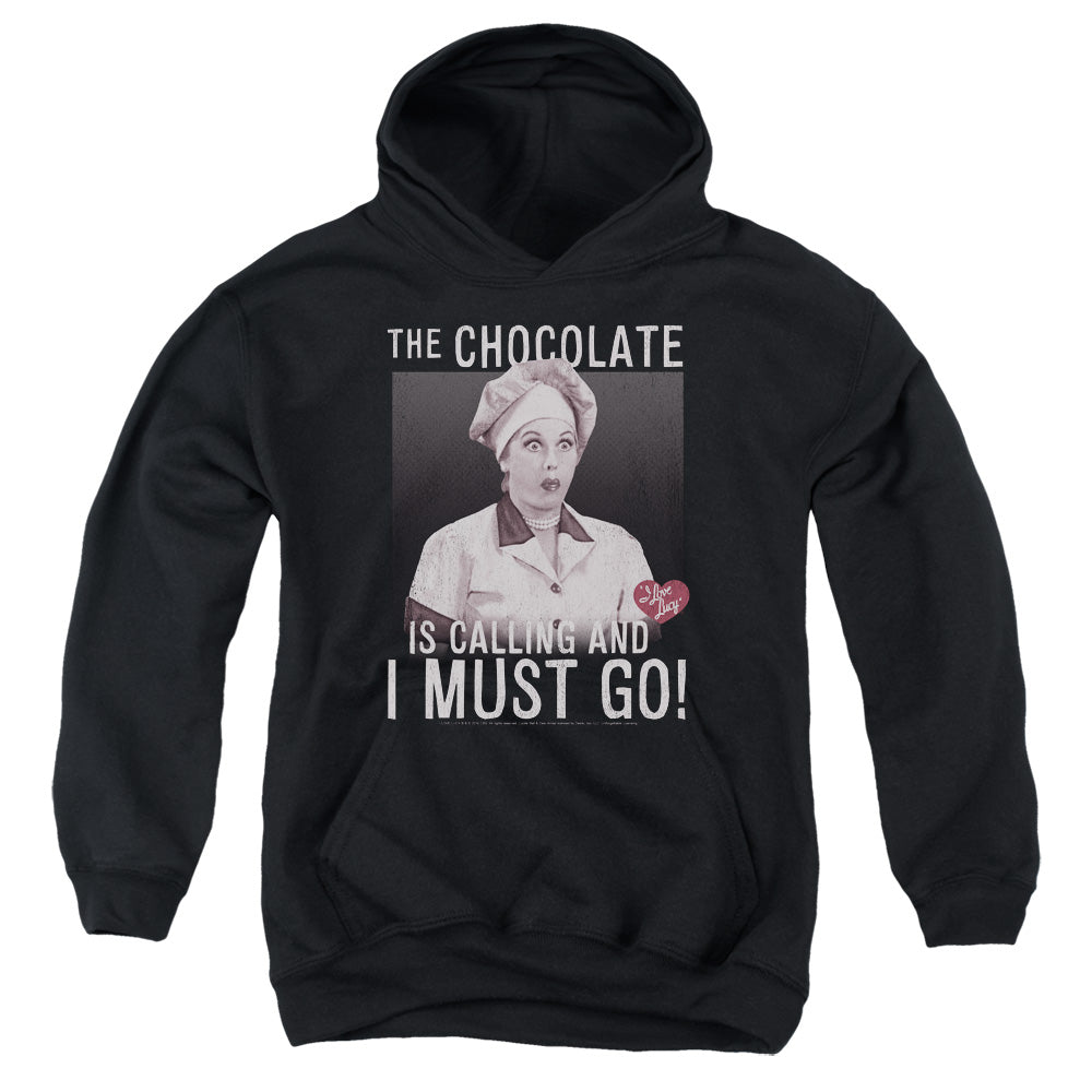 AN OFFCIALLY LICENSED I LOVE LUCY CHOCOLATE CALLING YOUTH HOODIE BLACK