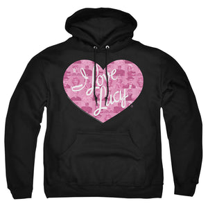 AN OFFCIALLY LICENSED I LOVE LUCY MANY MOODS LOGO ADULT UNISEX PULLOVER HOODIE BLACK