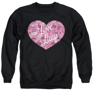 AN OFFCIALLY LICENSED I LOVE LUCY MANY MOODS LOGO ADULT UNISEX CREWNECK SWEATSHIRT BLACK