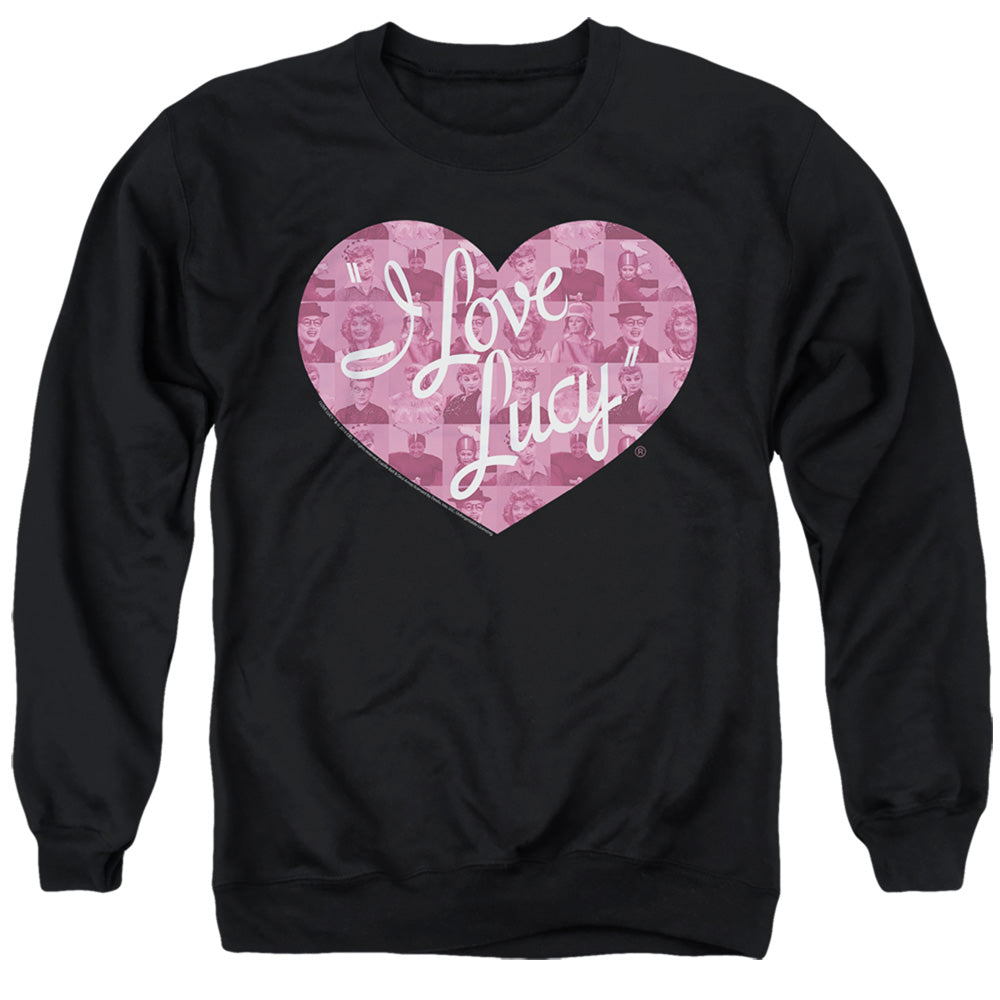 AN OFFCIALLY LICENSED I LOVE LUCY MANY MOODS LOGO ADULT UNISEX CREWNECK SWEATSHIRT BLACK