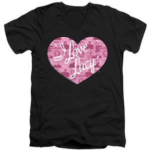 AN OFFCIALLY LICENSED I LOVE LUCY MANY MOODS LOGO MEN'S V-NECK T-SHIRT BLACK