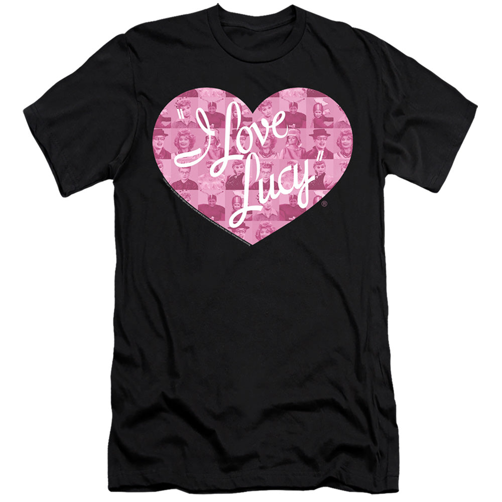 AN OFFCIALLY LICENSED I LOVE LUCY MANY MOODS LOGO MEN'S PREMIUM SLIM FIT T-SHIRT BLACK