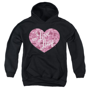 AN OFFCIALLY LICENSED I LOVE LUCY MANY MOODS LOGO YOUTH HOODIE BLACK