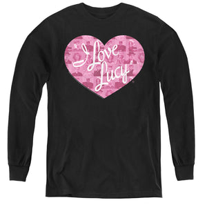 AN OFFCIALLY LICENSED I LOVE LUCY MANY MOODS LOGO YOUTH LONG SLEEVE T-SHIRT BLACK