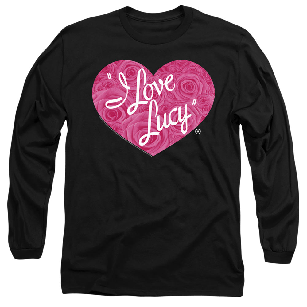 AN OFFCIALLY LICENSED I LOVE LUCY FLORAL LOGO MEN'S LONG SLEEVE T-SHIRT BLACK