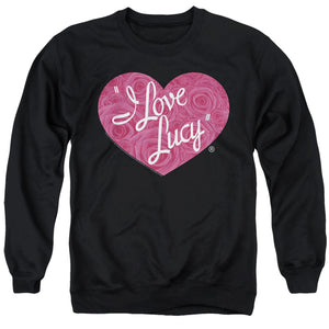 AN OFFCIALLY LICENSED I LOVE LUCY FLORAL LOGO ADULT UNISEX CREWNECK SWEATSHIRT BLACK