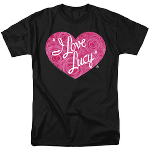 AN OFFCIALLY LICENSED I LOVE LUCY FLORAL LOGO MEN'S REGULAR FIT T-SHIRT BLACK