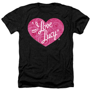 AN OFFCIALLY LICENSED I LOVE LUCY FLORAL LOGO MEN'S HEATHER T-SHIRT CHARCOAL