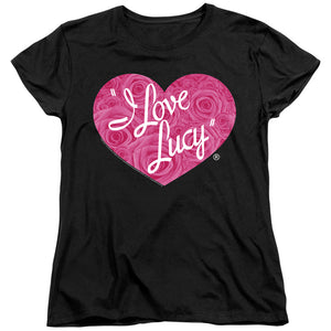 AN OFFCIALLY LICENSED I LOVE LUCY FLORAL LOGO WOMEN'S REGULAR FIT T-SHIRT BLACK