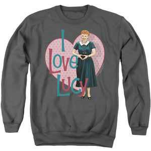 AN OFFCIALLY LICENSED I LOVE LUCY HEART YOU ADULT UNISEX CREWNECK SWEATSHIRT CHARCOAL