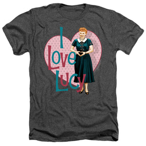 AN OFFCIALLY LICENSED I LOVE LUCY HEART YOU MEN'S HEATHER T-SHIRT CHARCOAL