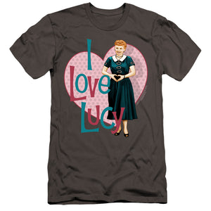 AN OFFCIALLY LICENSED I LOVE LUCY HEART YOU MEN'S PREMIUM SLIM FIT T-SHIRT CHARCOAL