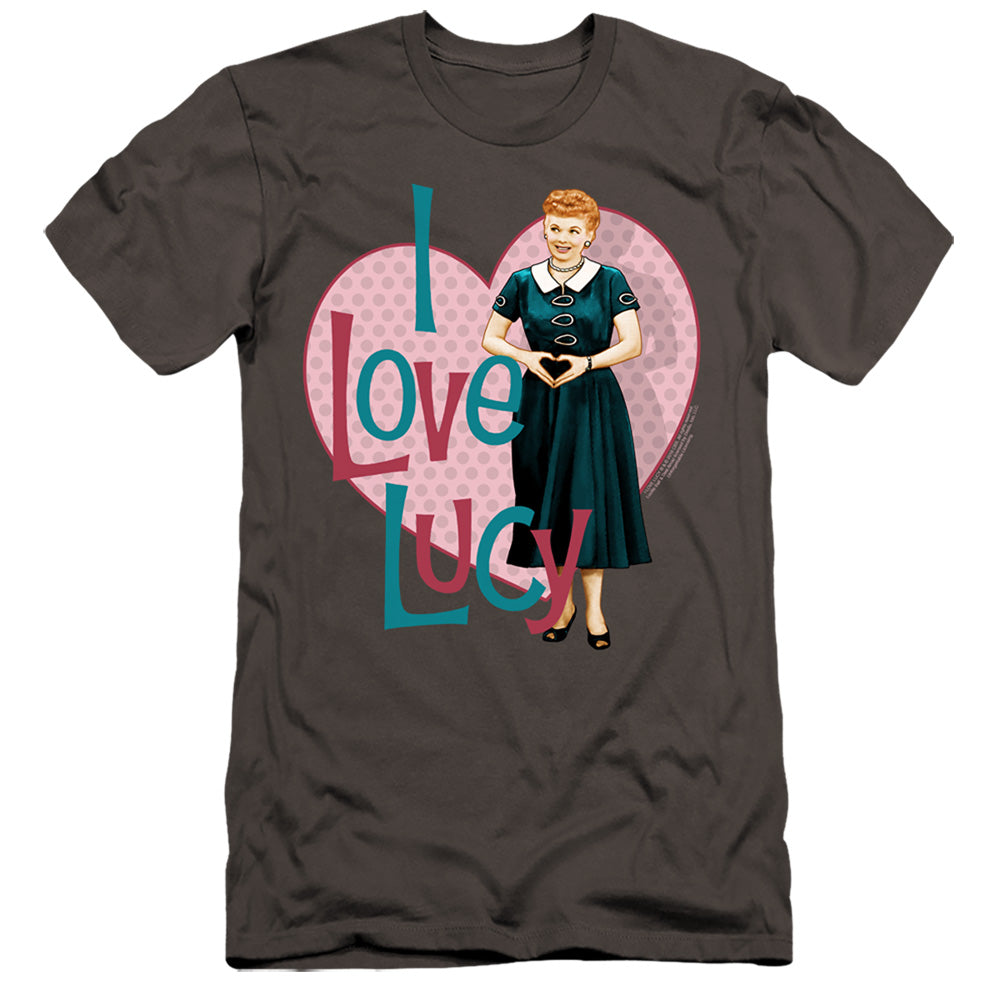 AN OFFCIALLY LICENSED I LOVE LUCY HEART YOU MEN'S PREMIUM SLIM FIT T-SHIRT CHARCOAL