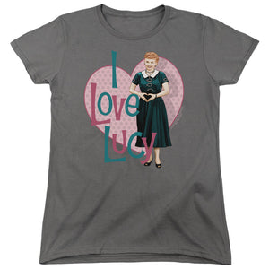 AN OFFCIALLY LICENSED I LOVE LUCY HEART YOU WOMEN'S REGULAR FIT T-SHIRT CHARCOAL