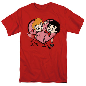AN OFFCIALLY LICENSED I LOVE LUCY CARTOON LOVE MEN'S REGULAR FIT T-SHIRT RED