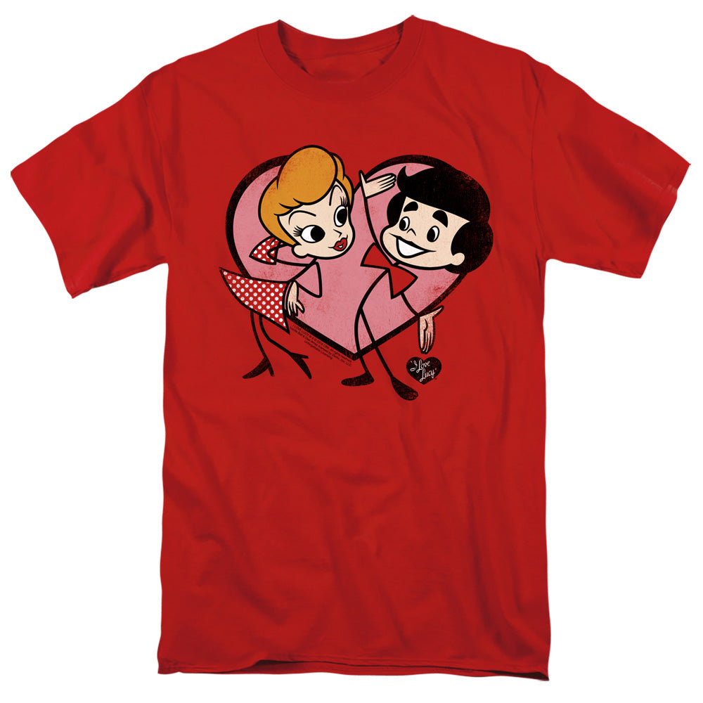 AN OFFCIALLY LICENSED I LOVE LUCY CARTOON LOVE MEN'S REGULAR FIT T-SHIRT RED