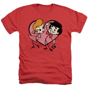 AN OFFCIALLY LICENSED I LOVE LUCY CARTOON LOVE MEN'S HEATHER T-SHIRT RED
