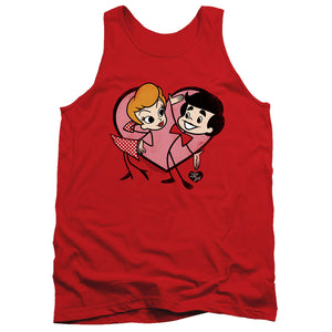 AN OFFCIALLY LICENSED I LOVE LUCY CARTOON LOVE ADULT UNISEX TANK TOP RED