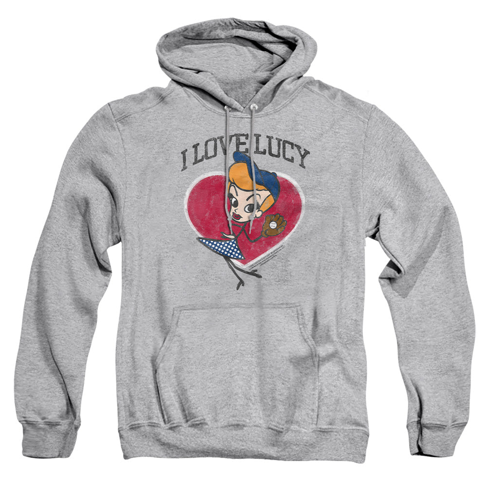 AN OFFCIALLY LICENSED I LOVE LUCY BASEBALL DIVA ADULT UNISEX PULLOVER HOODIE ATHLETIC HEATHER