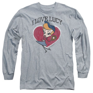 AN OFFCIALLY LICENSED I LOVE LUCY BASEBALL DIVA MEN'S LONG SLEEVE T-SHIRT ATHLETIC HEATHER