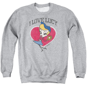 AN OFFCIALLY LICENSED I LOVE LUCY BASEBALL DIVA ADULT UNISEX CREWNECK SWEATSHIRT ATHLETIC HEATHER