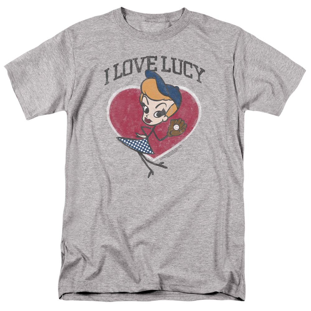 AN OFFCIALLY LICENSED I LOVE LUCY BASEBALL DIVA MEN'S REGULAR FIT T-SHIRT ATHLETIC HEATHER