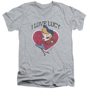 AN OFFCIALLY LICENSED I LOVE LUCY BASEBALL DIVA MEN'S V-NECK T-SHIRT ATHLETIC HEATHER