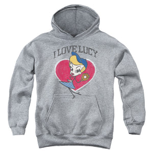 AN OFFCIALLY LICENSED I LOVE LUCY BASEBALL DIVA YOUTH HOODIE ATHLETIC HEATHER