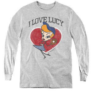 AN OFFCIALLY LICENSED I LOVE LUCY BASEBALL DIVA YOUTH LONG SLEEVE T-SHIRT ATHLETIC HEATHER