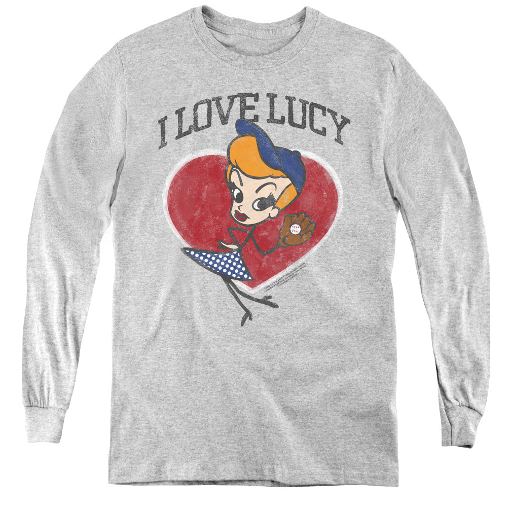 AN OFFCIALLY LICENSED I LOVE LUCY BASEBALL DIVA YOUTH LONG SLEEVE T-SHIRT ATHLETIC HEATHER
