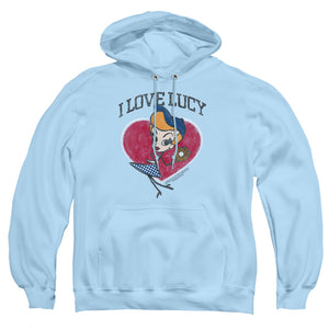 AN OFFCIALLY LICENSED I LOVE LUCY BASEBALL DIVA ADULT UNISEX PULLOVER HOODIE LIGHT BLUE