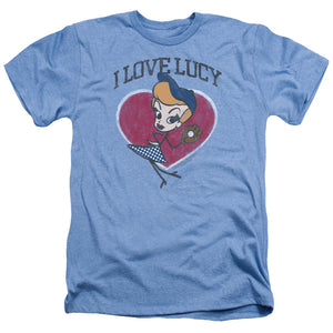 AN OFFCIALLY LICENSED I LOVE LUCY BASEBALL DIVA MEN'S HEATHER T-SHIRT LIGHT BLUE