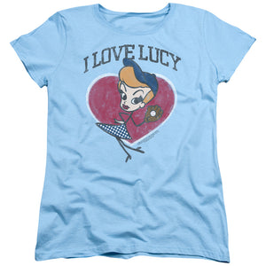 AN OFFCIALLY LICENSED I LOVE LUCY BASEBALL DIVA WOMEN'S REGULAR FIT T-SHIRT LIGHT BLUE