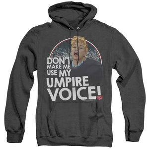 AN OFFCIALLY LICENSED I LOVE LUCY UMPIRE ADULT UNISEX HEATHER PULLOVER HOODIE BLACK