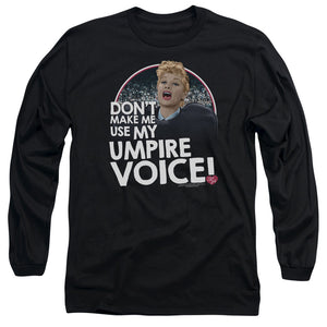AN OFFCIALLY LICENSED I LOVE LUCY UMPIRE MEN'S LONG SLEEVE T-SHIRT BLACK