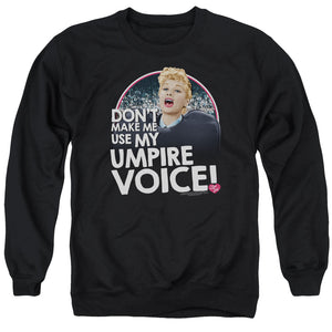 AN OFFCIALLY LICENSED I LOVE LUCY UMPIRE ADULT UNISEX CREWNECK SWEATSHIRT BLACK