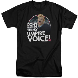 AN OFFCIALLY LICENSED I LOVE LUCY UMPIRE MEN'S TALL FIT T-SHIRT BLACK