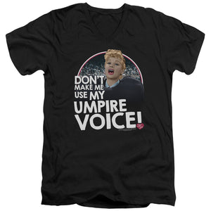 AN OFFCIALLY LICENSED I LOVE LUCY UMPIRE MEN'S V-NECK T-SHIRT BLACK