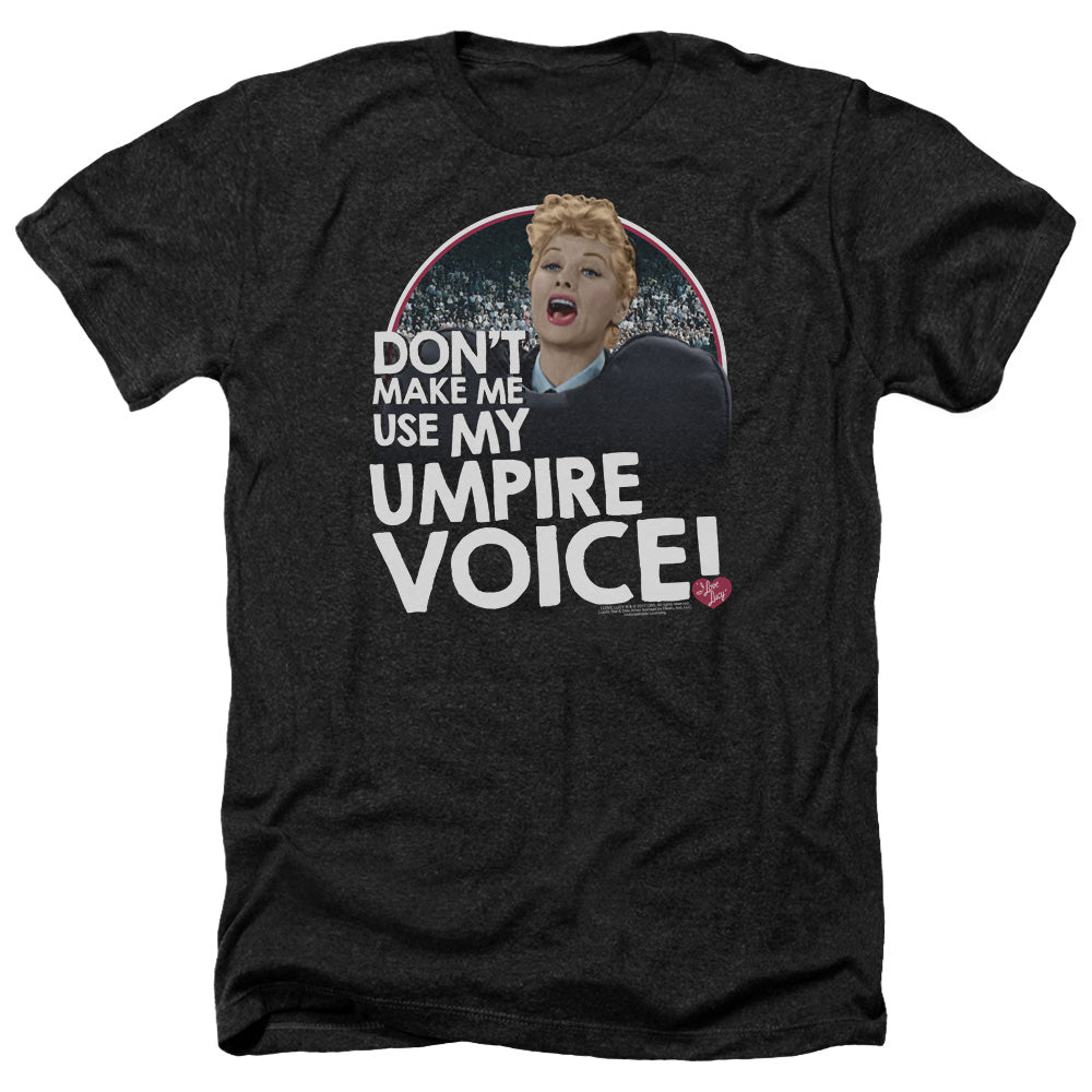 AN OFFCIALLY LICENSED I LOVE LUCY UMPIRE MEN'S HEATHER T-SHIRT CHARCOAL