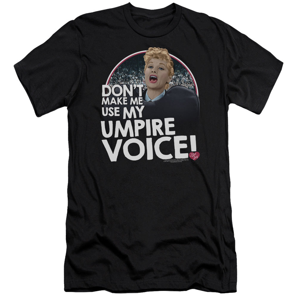 AN OFFCIALLY LICENSED I LOVE LUCY UMPIRE MEN'S PREMIUM SLIM FIT T-SHIRT BLACK