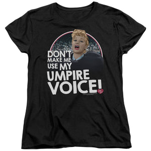 AN OFFCIALLY LICENSED I LOVE LUCY UMPIRE WOMEN'S REGULAR FIT T-SHIRT BLACK
