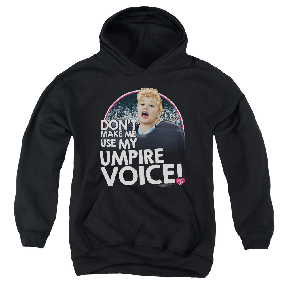 AN OFFCIALLY LICENSED I LOVE LUCY UMPIRE YOUTH HOODIE BLACK
