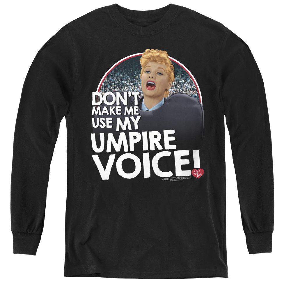 AN OFFCIALLY LICENSED I LOVE LUCY UMPIRE YOUTH LONG SLEEVE T-SHIRT BLACK