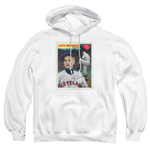AN OFFCIALLY LICENSED I LOVE LUCY TRADING CARD ADULT UNISEX PULLOVER HOODIE WHITE