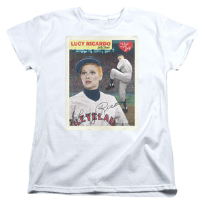 AN OFFCIALLY LICENSED I LOVE LUCY TRADING CARD WOMEN'S REGULAR FIT T-SHIRT WHITE