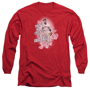 AN OFFCIALLY LICENSED I LOVE LUCY NO CRYING IN BASEBALL MEN'S LONG SLEEVE T-SHIRT RED
