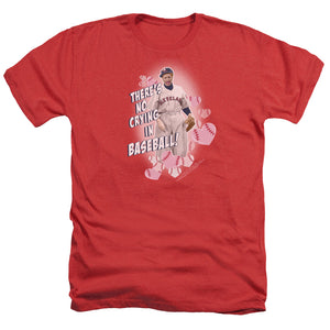 AN OFFCIALLY LICENSED I LOVE LUCY NO CRYING IN BASEBALL MEN'S HEATHER T-SHIRT RED