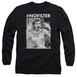 AN OFFCIALLY LICENSED I LOVE LUCY NO FILTER MEN'S LONG SLEEVE T-SHIRT BLACK