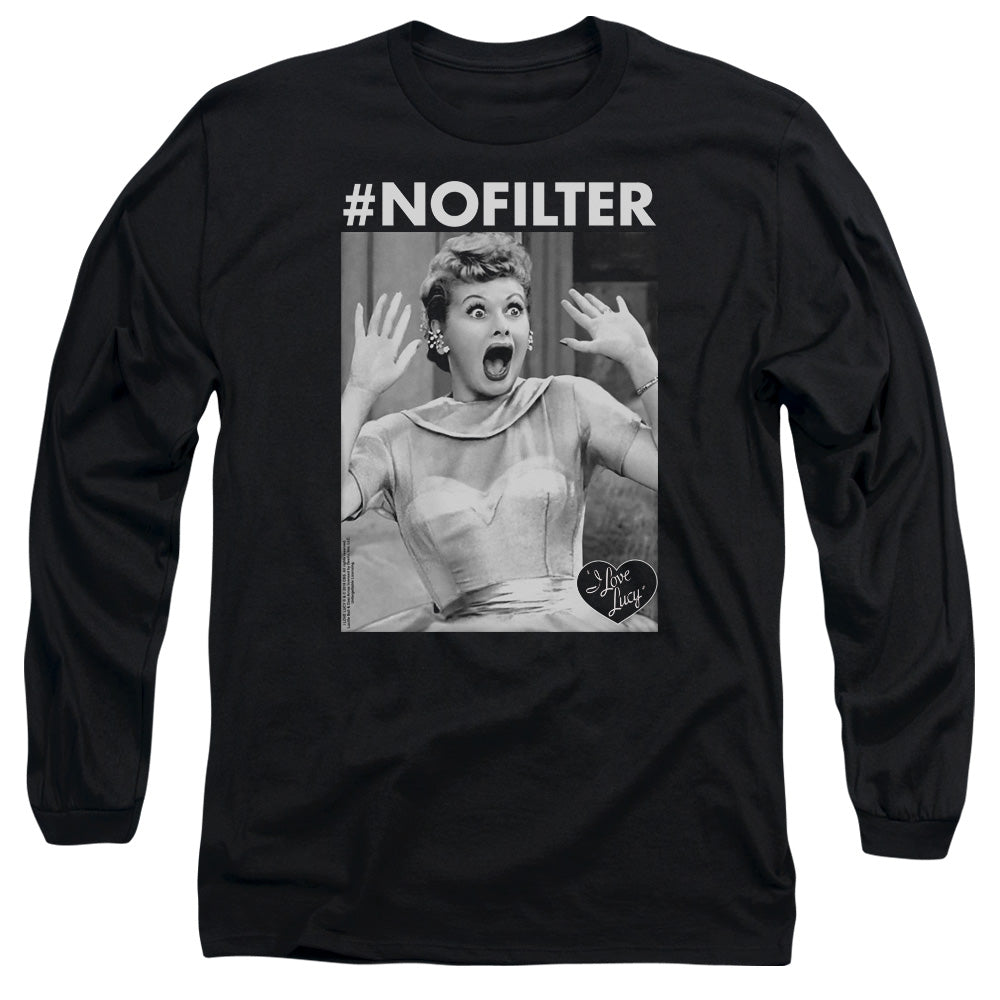 AN OFFCIALLY LICENSED I LOVE LUCY NO FILTER MEN'S LONG SLEEVE T-SHIRT BLACK