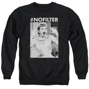AN OFFCIALLY LICENSED I LOVE LUCY NO FILTER ADULT UNISEX CREWNECK SWEATSHIRT BLACK